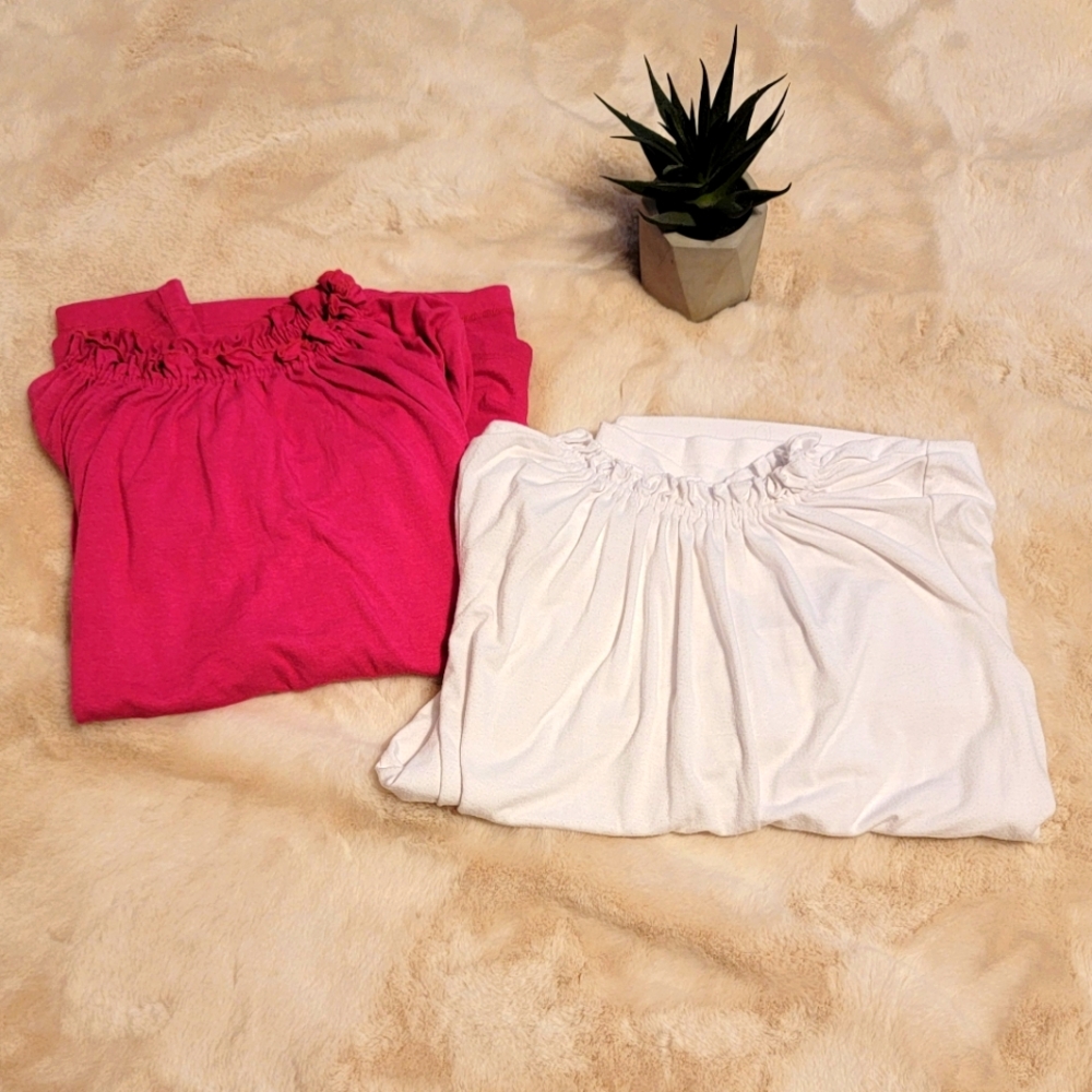Two BODEN Pink and White Ruched Tops